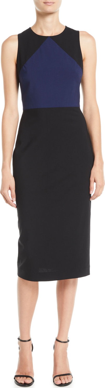 DIANE von FURSTENBERG Sleeveless Tailored Colorblock Midi Dress