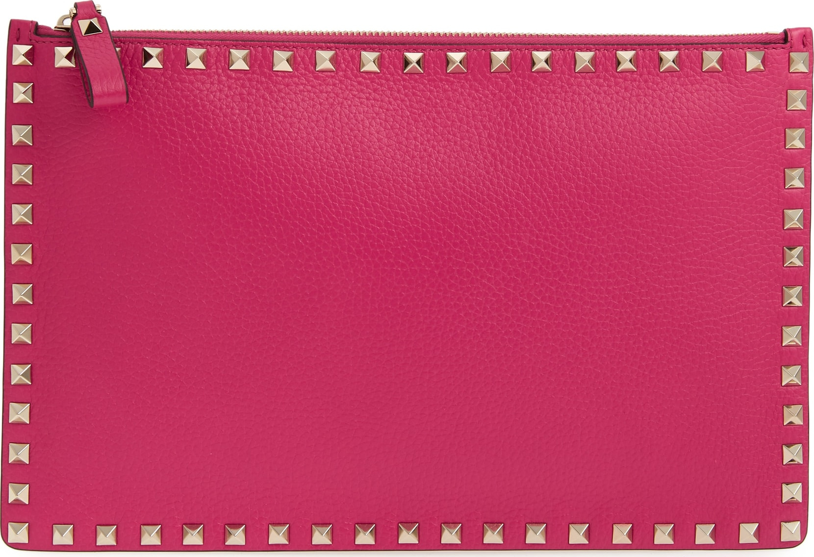 Valentino Large Rockstud Flat Leather Pouch