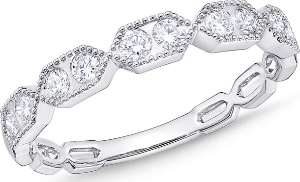 Memoire Stack 'Em Up Hexagon Diamond Duo Stacking Ring in 18K White Gold