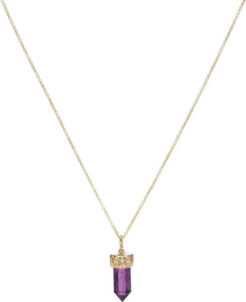 Sydney Evan 14kt gold, amethyst and diamond necklace