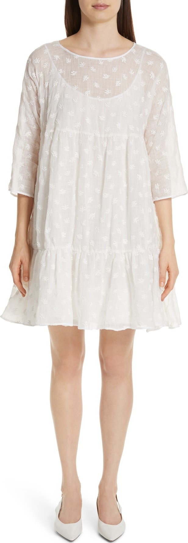 Mansur Gavriel Floral Embroidered Linen Blend Dress