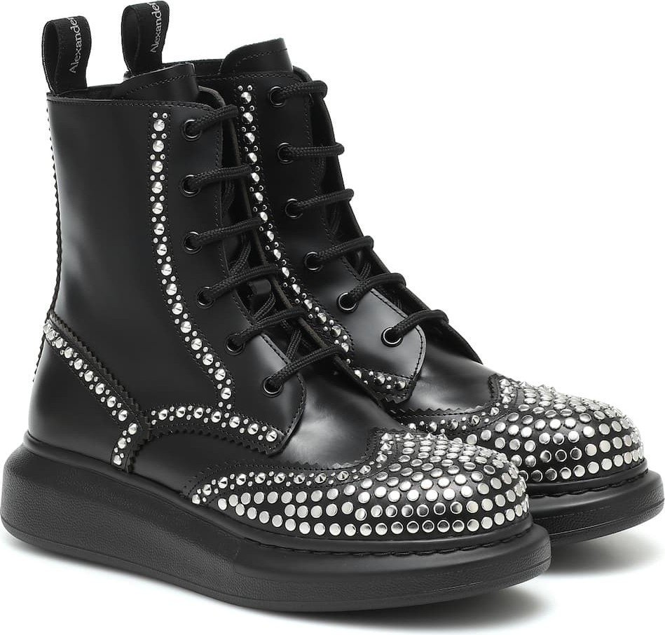Alexander McQueen Embellished leather ankle boots