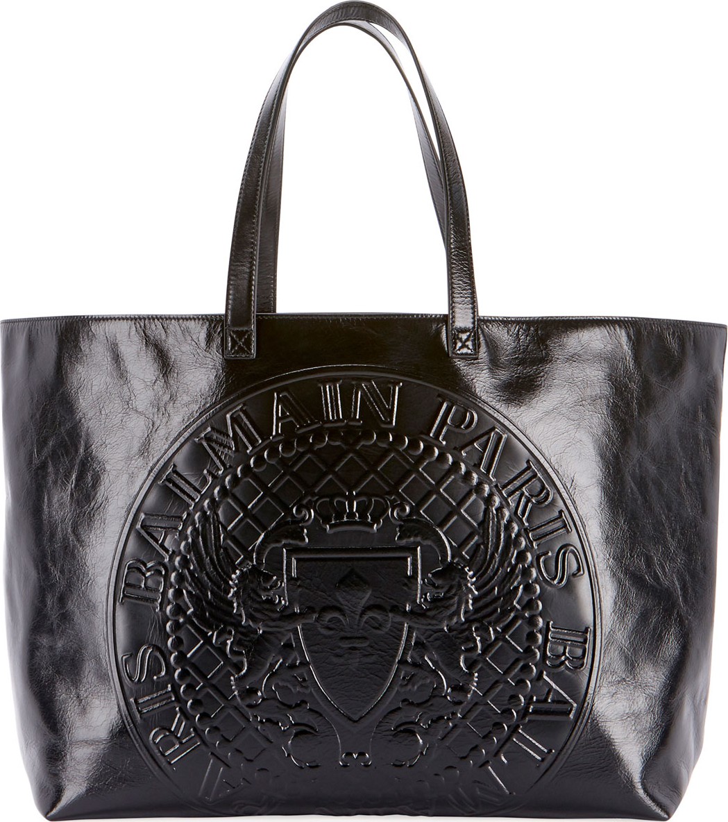 Balmain Cabas Cuir Lisse Shopping Tote Bag