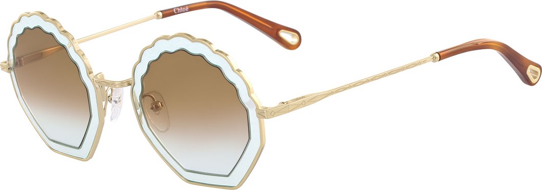 Chloe Tally Scalloped Round Gradient Sunglasses