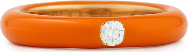 Adolfo Courrier Pop Orange Enamel Band Ring with Diamond