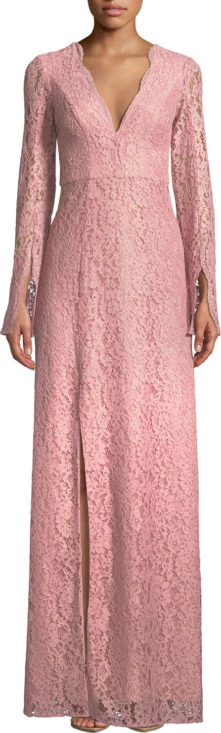 ZAC Zac Posen Viv Slit-Sleeve Lace Gown
