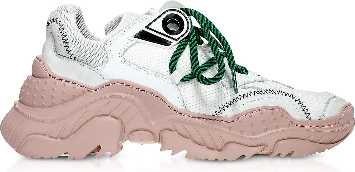 N°21 White Calf Leather & Synthetic Sneakers