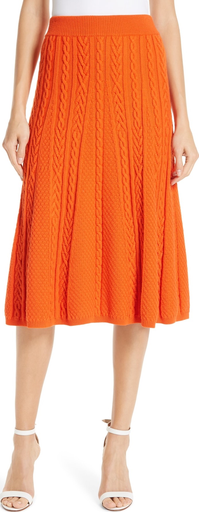 KENZO Cable Knit Wool Blend Skirt