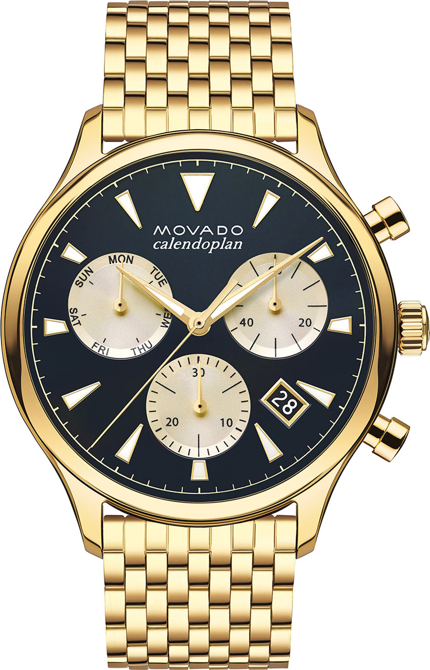 Movado Men's Heritage Series Calendoplan Bracelet Watch, Gold