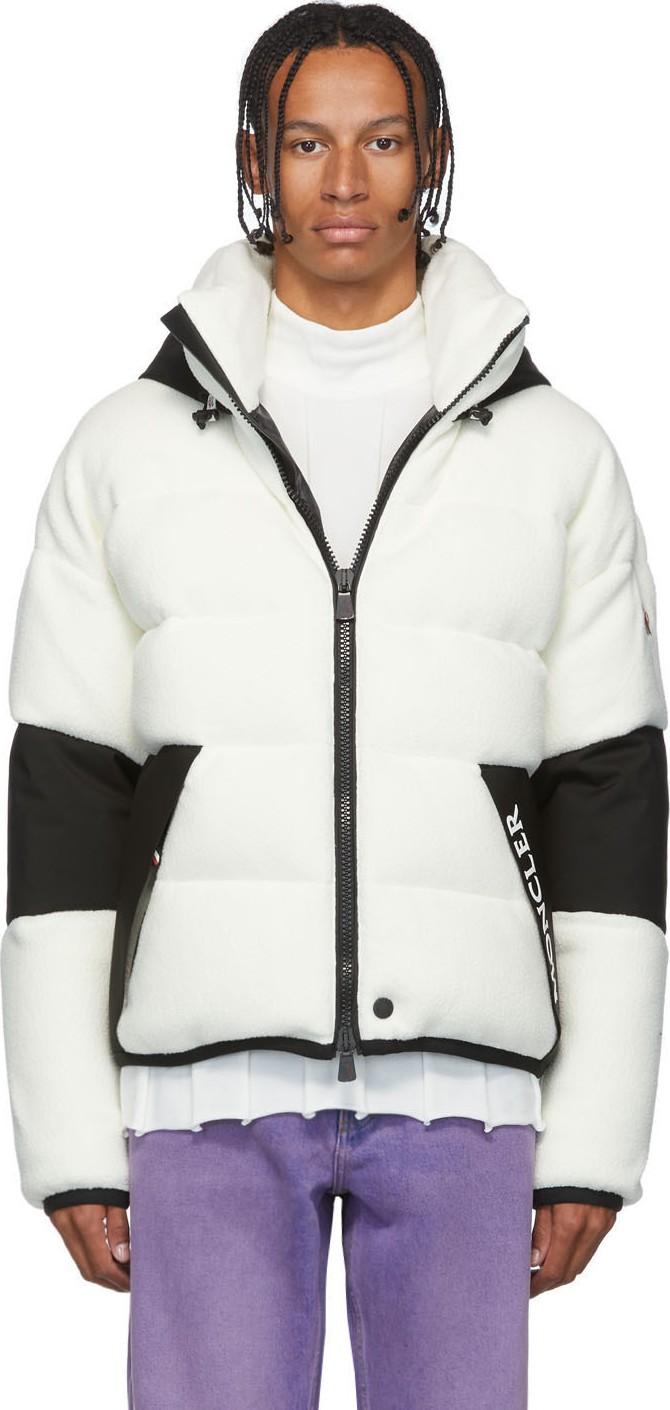 Moncler White Maglia Puffer Fleece Zip-Up