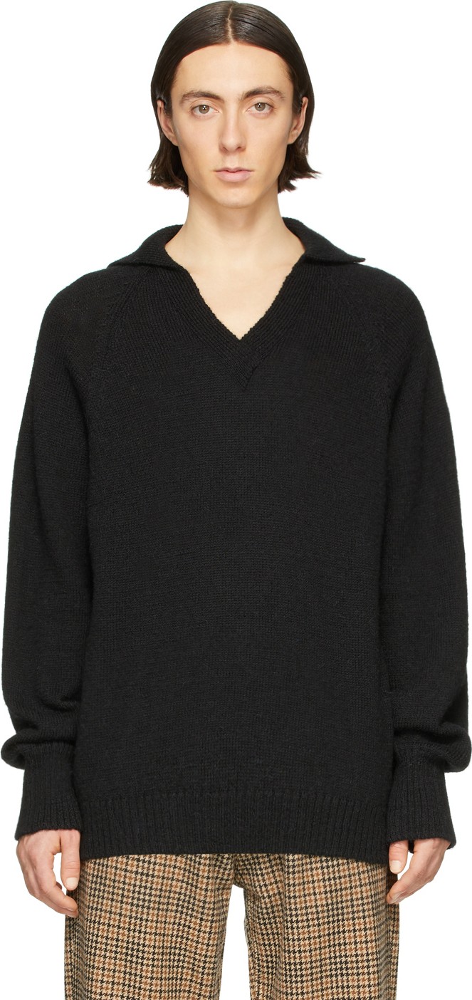 Our Legacy Black Big Knit Coarse Hoodie