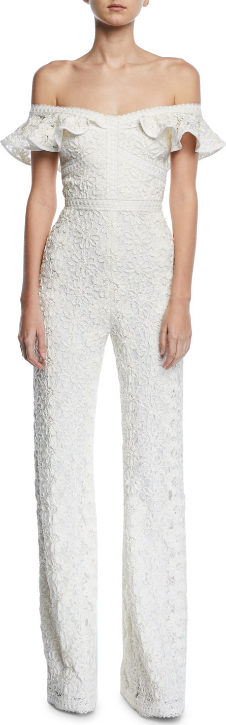 Alexis Edlyn Off-the-Shoulder Lace Jumpsuit