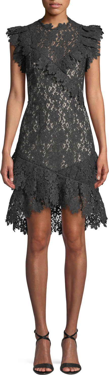 Saylor Mollie Painted Lace Cocktail Dress