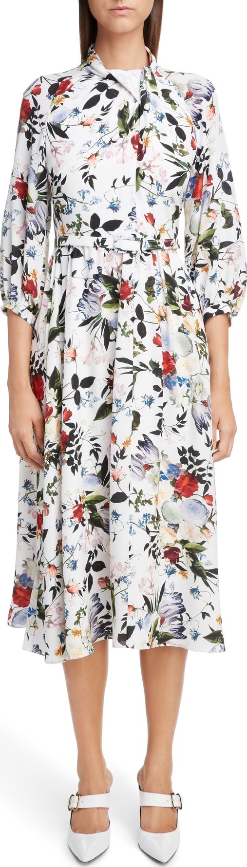 Erdem Floral Cotton Poplin Midi Dress
