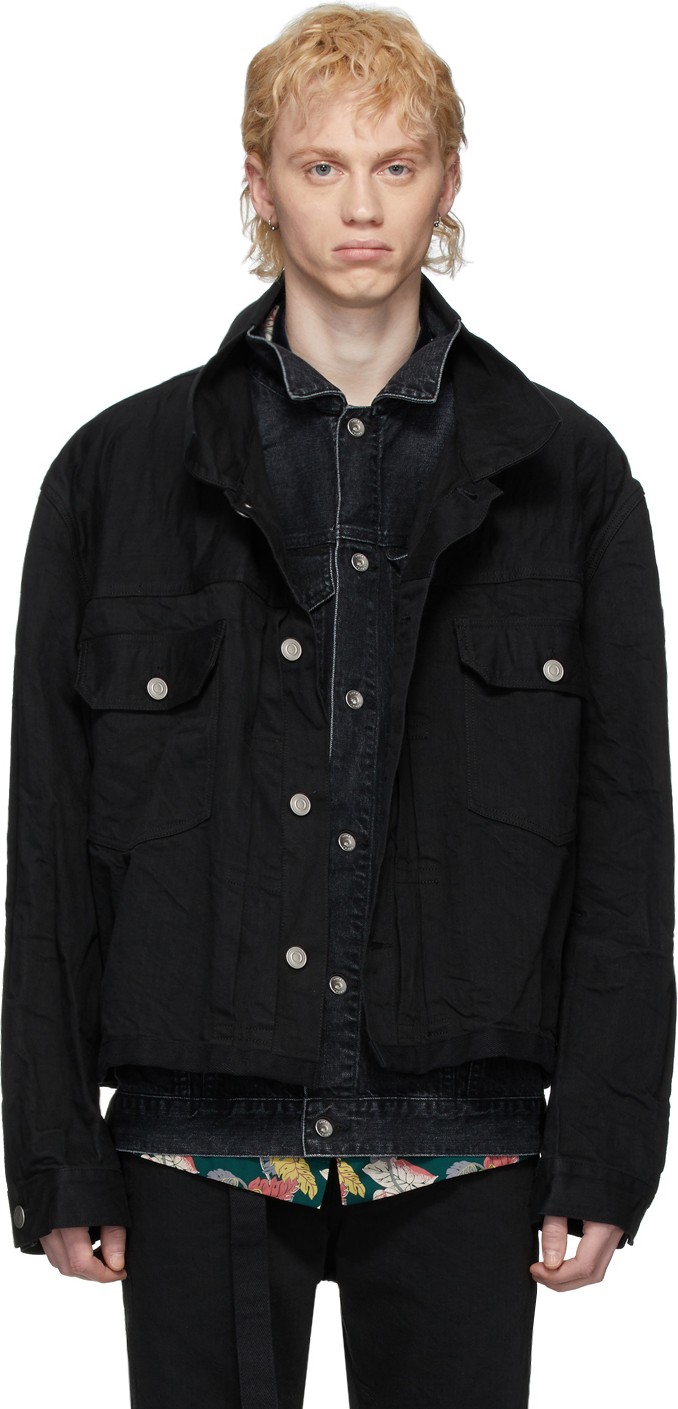 Sacai Black Denim Layered Jacket