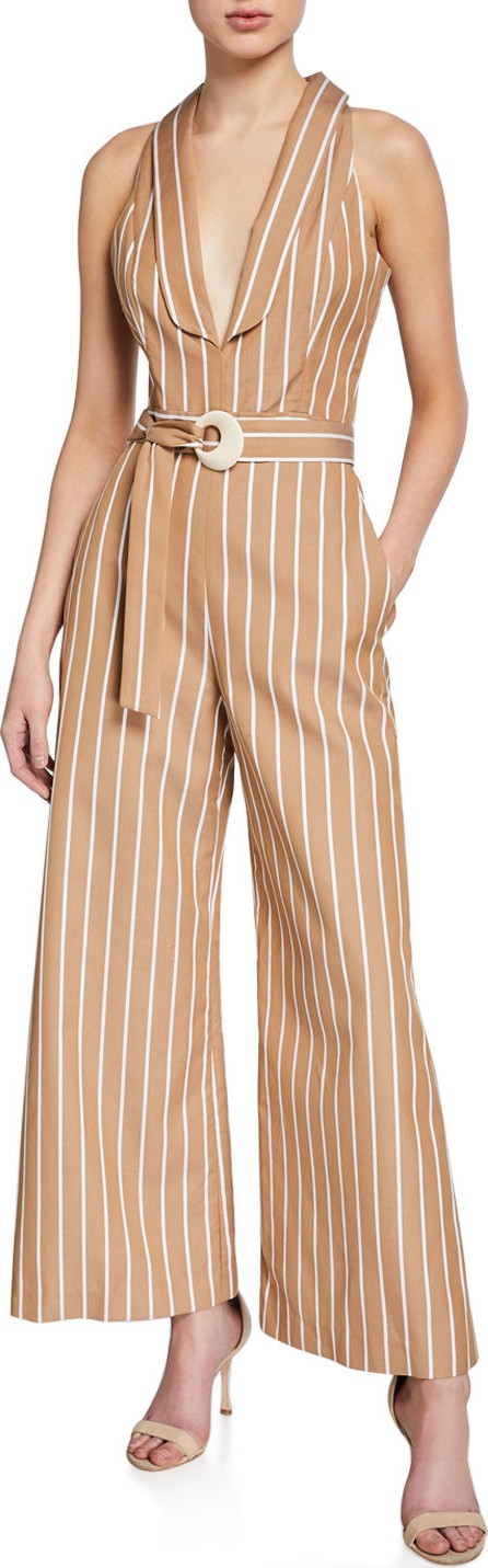 Alexis Eckhart Striped Sleeveless Wide-Leg Jumpsuit Alexis Eckhart Striped Sleeveless Wide-Leg Jumpsuit
