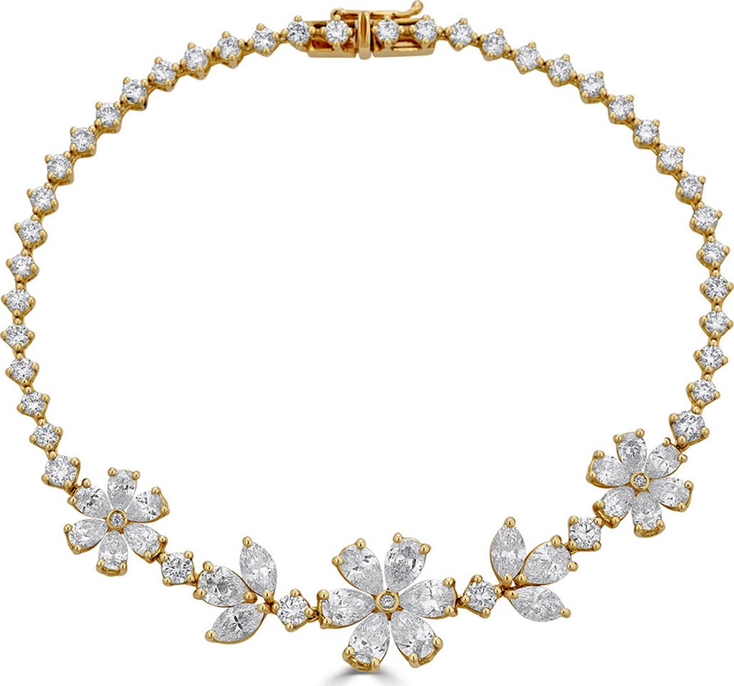 ZYDO Luminal 18k Gold Diamond Triple Flower Bracelet