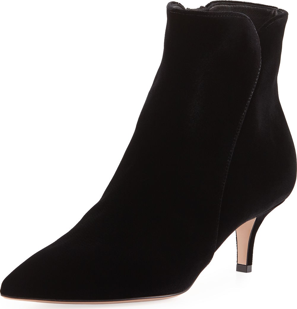 Gianvito Rossi Velvet Pointed-Toe Bootie