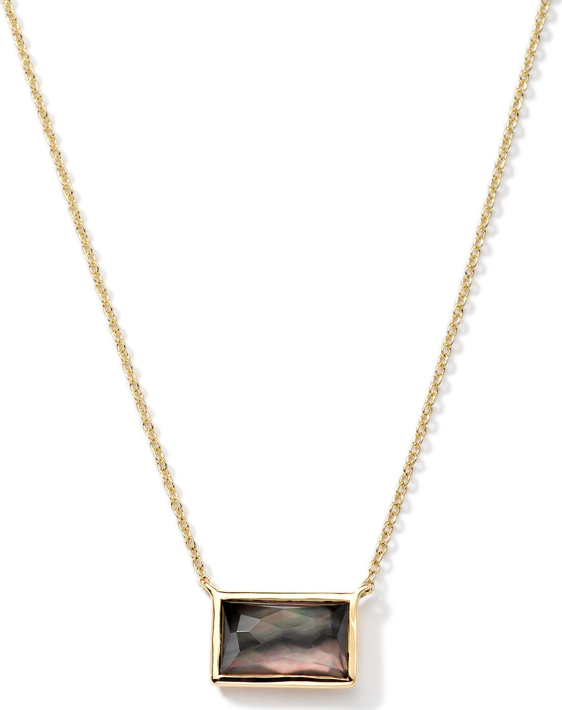 IPPOLITA 18k Gold Gelato Small Baguette Black Shell Necklace