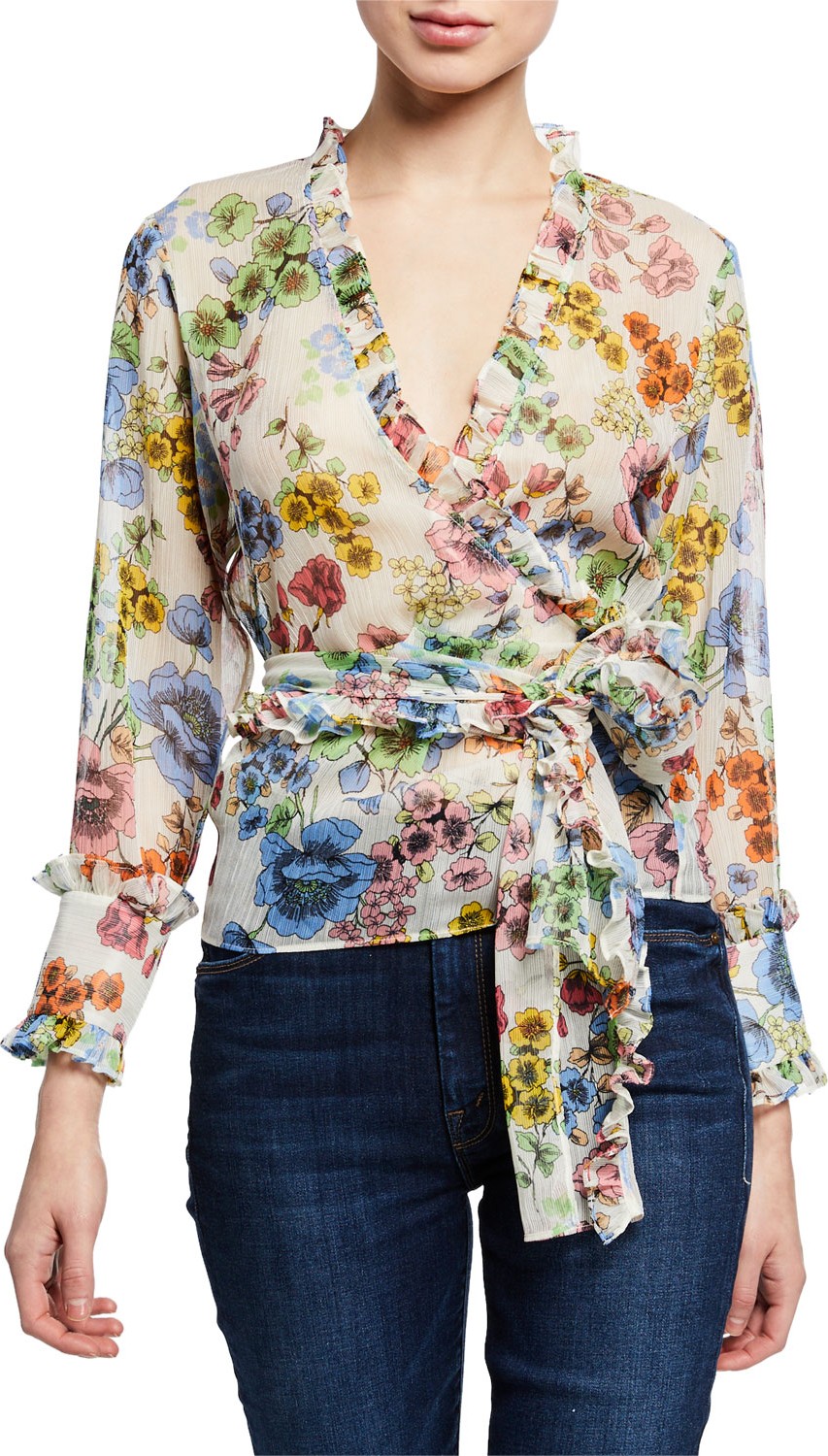 Alexis Missie Floral Long-Sleeve Wrap Top