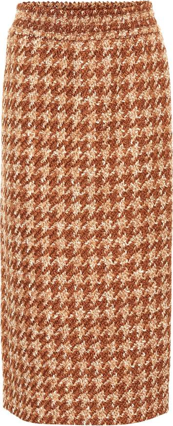 Miu Miu Houndstooth wool-blend tweed skirt