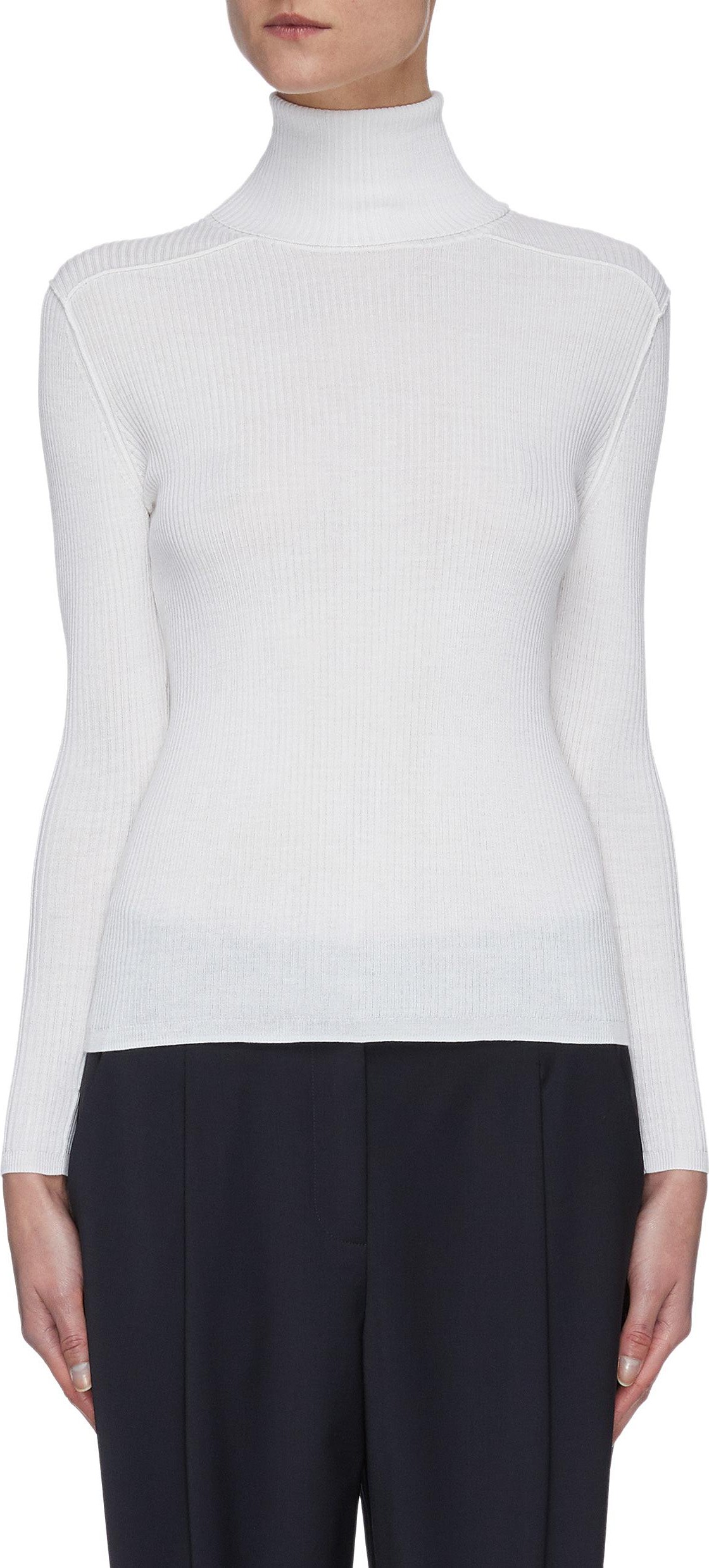 CRUSH Collection Turtleneck rib knit silk blend top