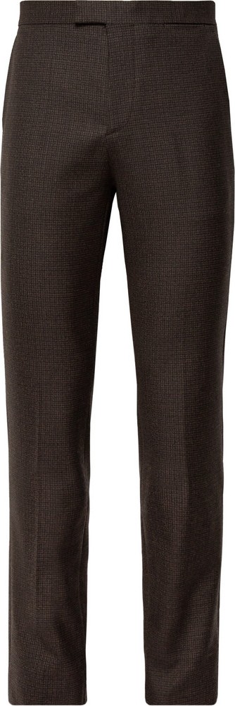 Raf Simons Brown Slim-Fit Checked Wool Suit Trousers