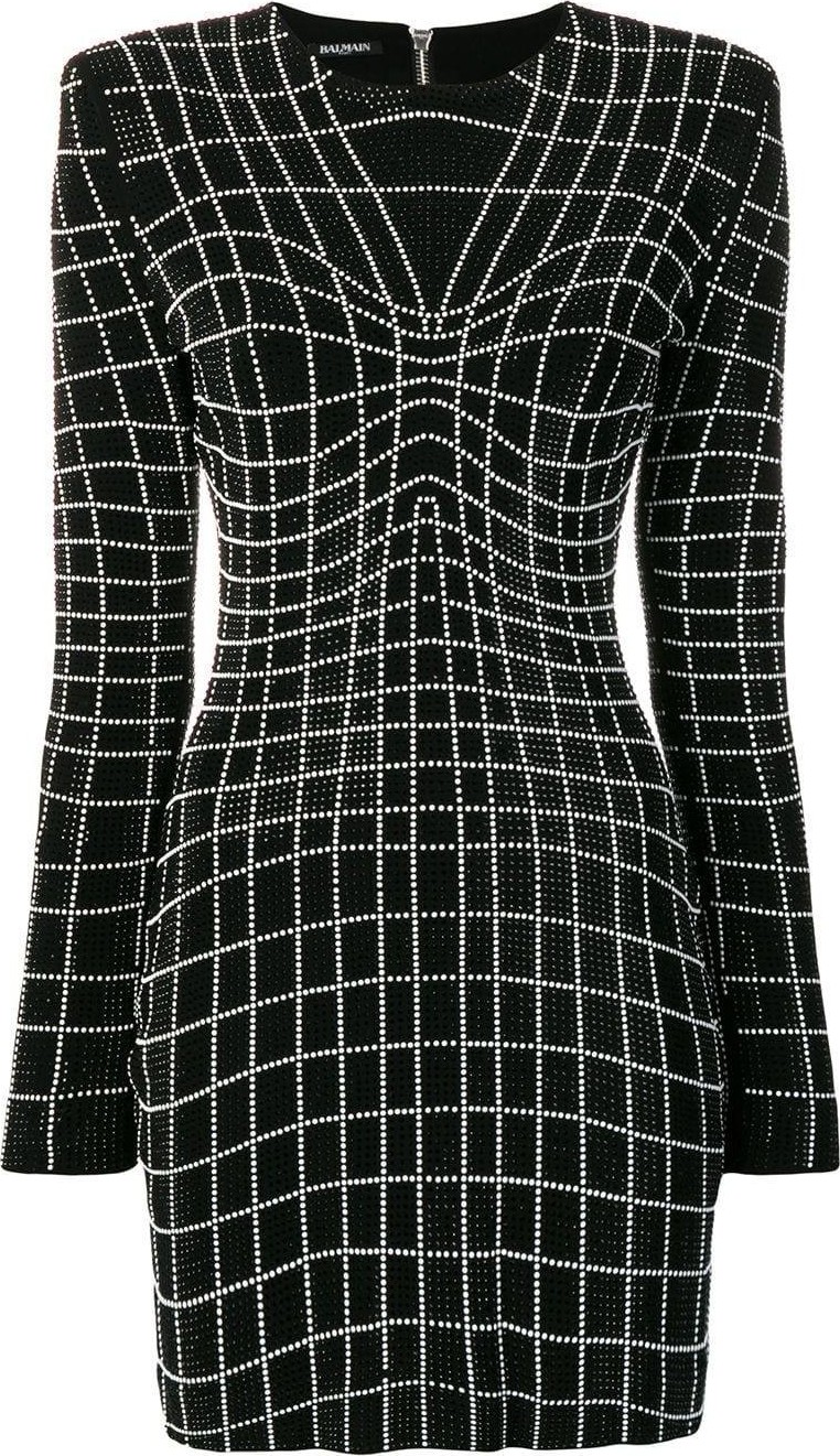 Balmain rhinestone optical illusion dress