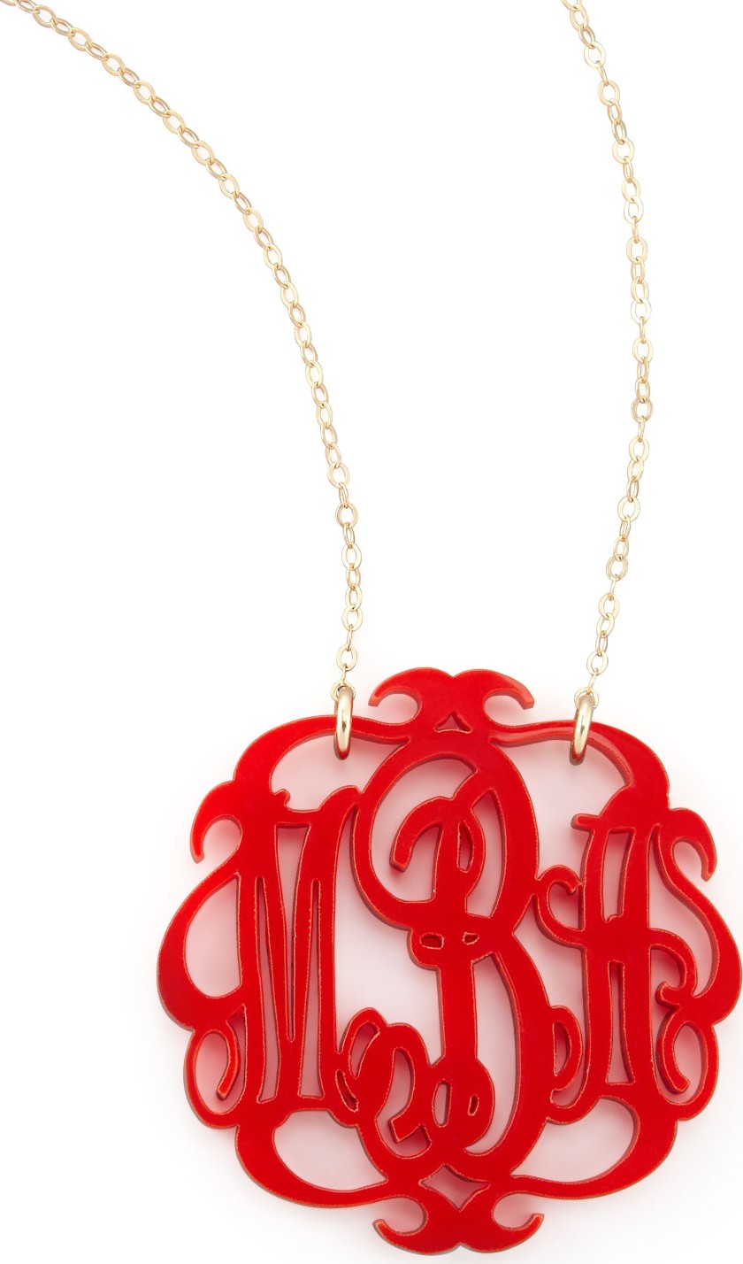 Moon and Lola Large Acrylic Script Monogram Pendant Necklace