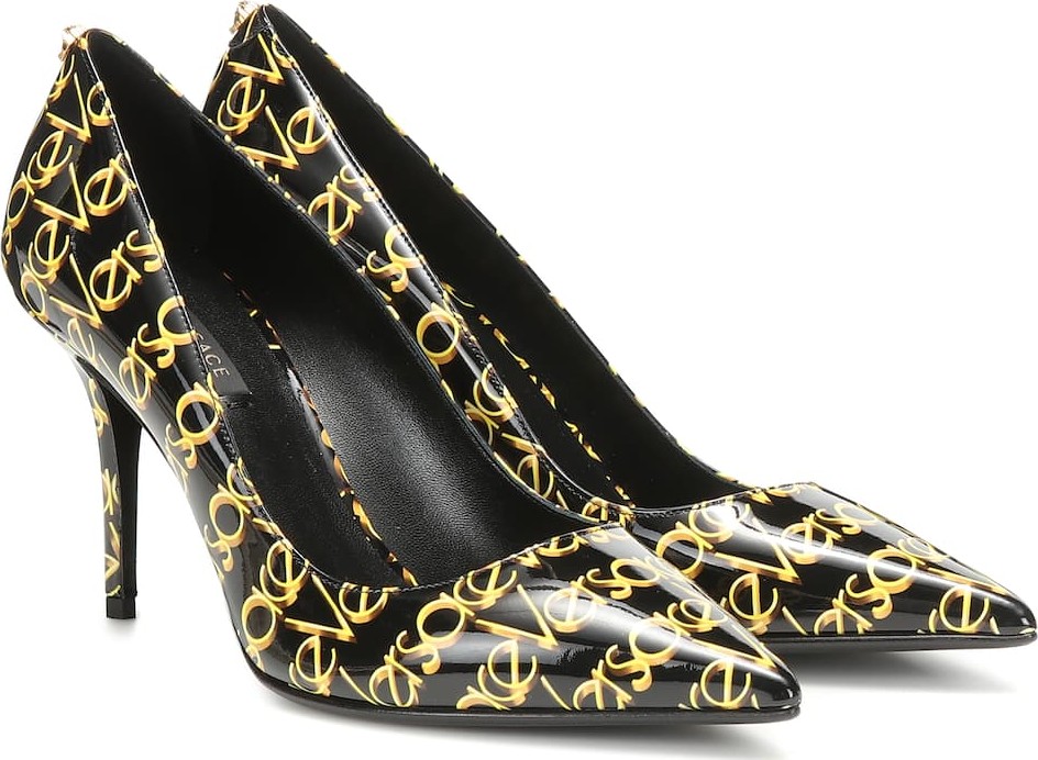 Versace Logo patent leather pumps