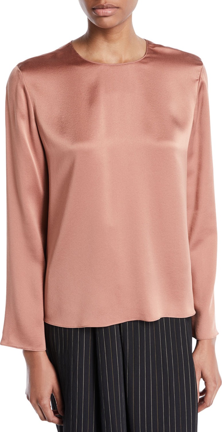 Vince Tie-Back Silk Long-Sleeve Blouse