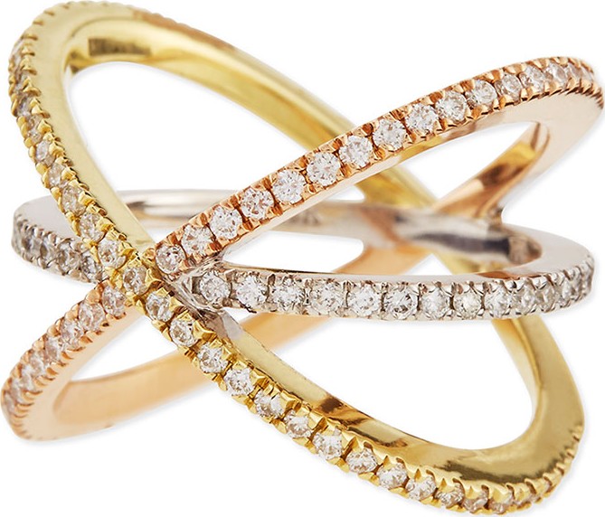 Roberto Coin 18K White Gold Diamond Double-Crisscross Ring