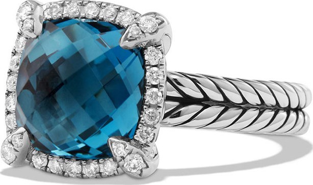 David Yurman 9mm Châtelaine Ring with Diamonds in Blue Topaz