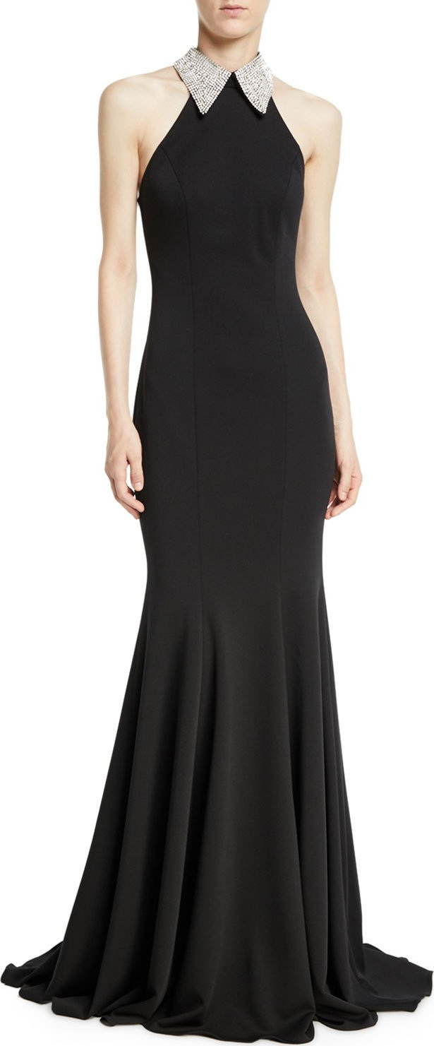 Jovani Sleeveless Collared Scuba Gown