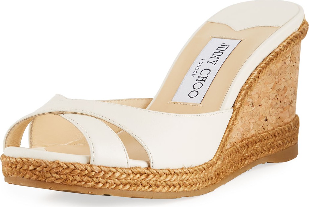 Jimmy Choo Wedge Slide Sandals with Braided Trim