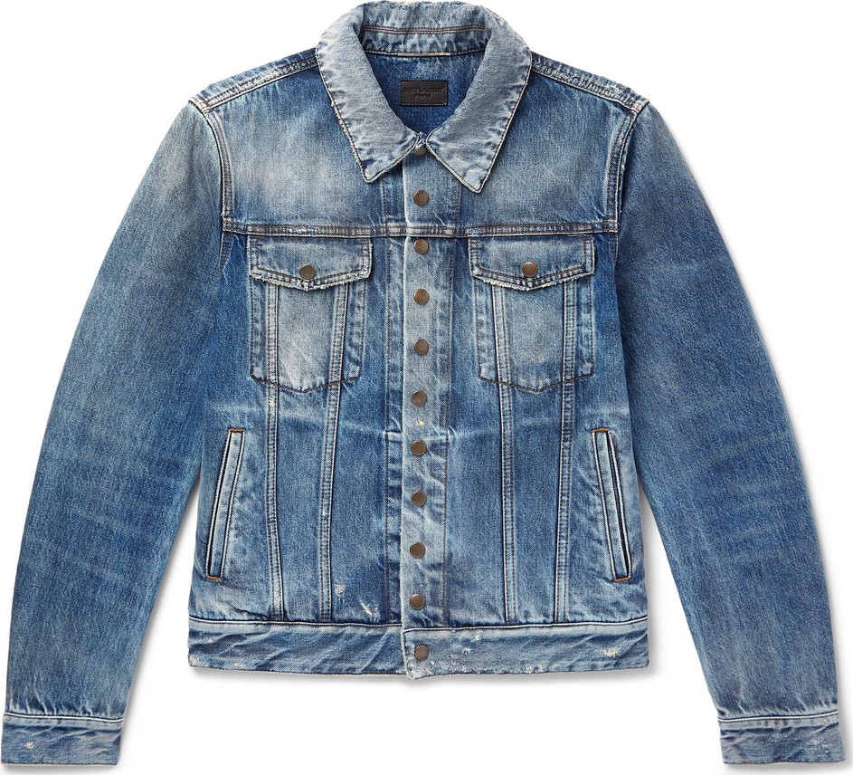Saint Laurent Slim-Fit Distressed Denim Jacket