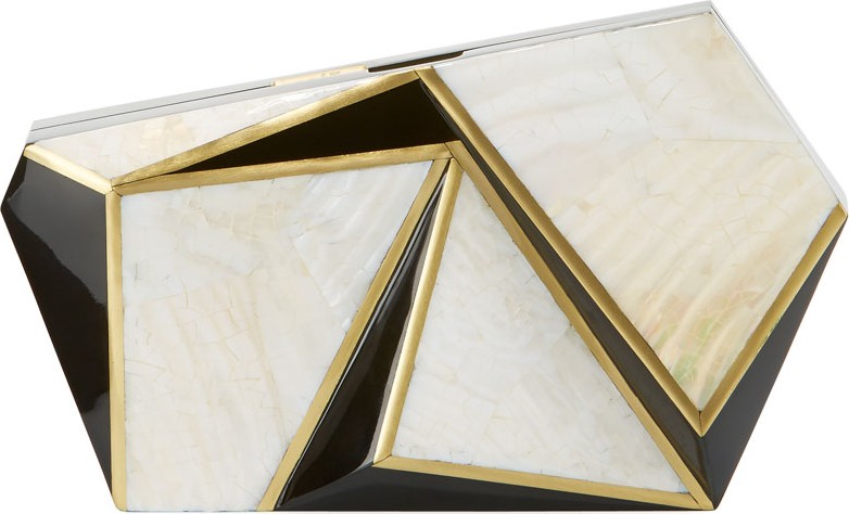 Rafe Azura Asymmetric Minaudiere, White/Black