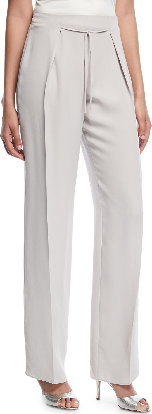 Emporio Armani Wide-Leg Tie-Front Silk Pants