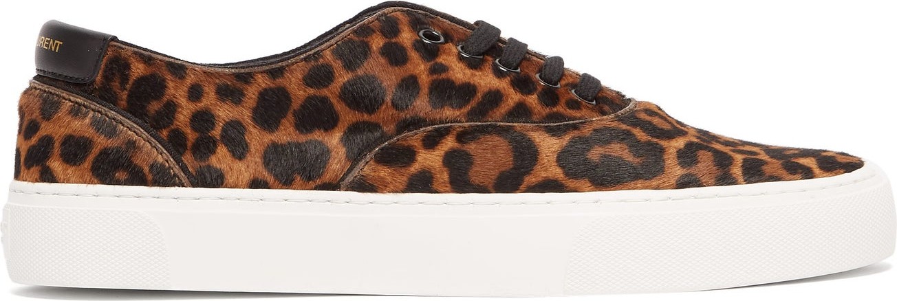 Saint Laurent Venice leopard-print calf-hair trainers