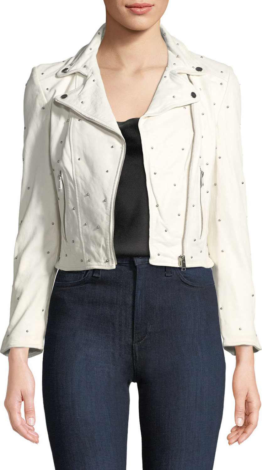 LAMARQUE Piper Studded Lamb Leather Moto Jacket
