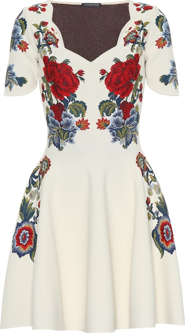 Alexander McQueen Floral silk-blend jacquard minidress