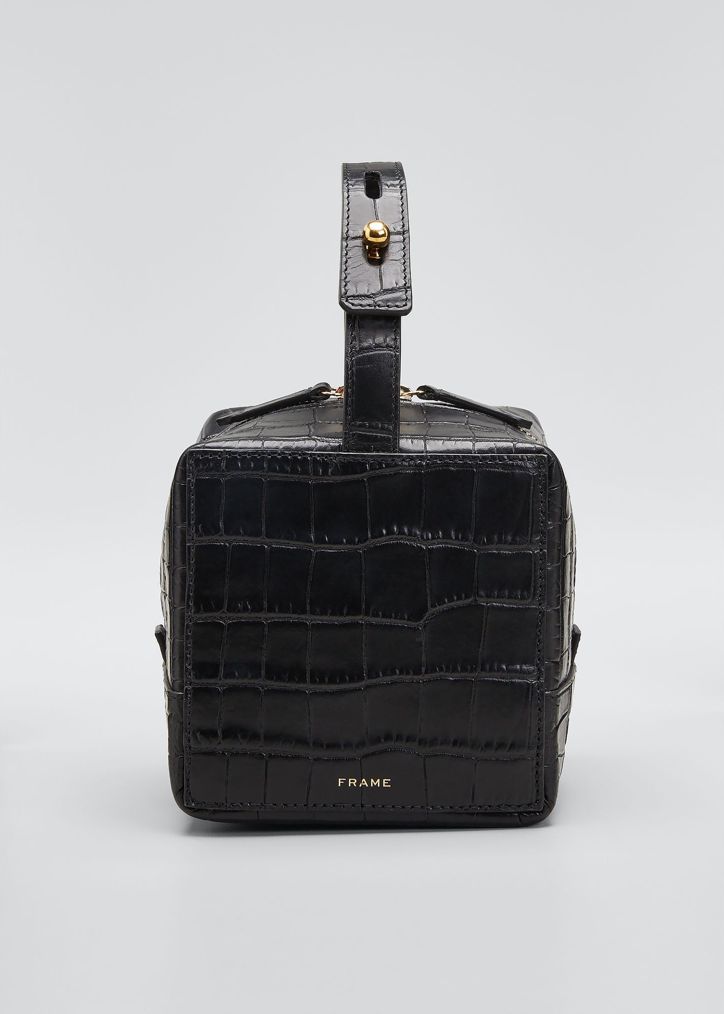 FRAME DENIM Croco Cube Top Handle Box Bag