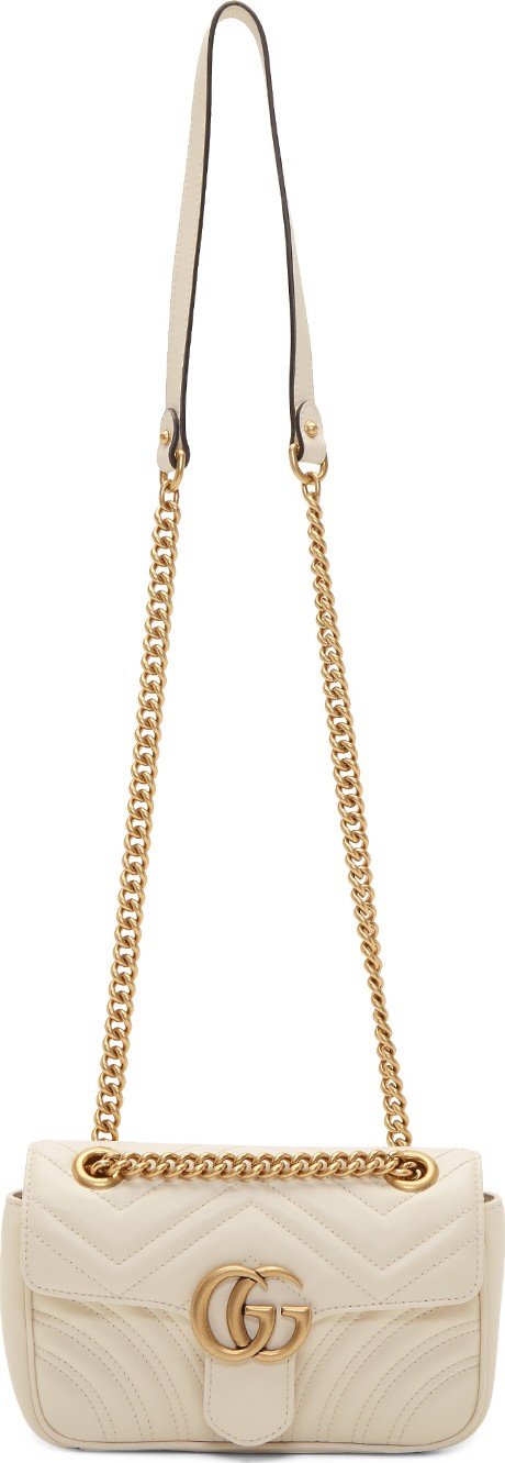 Gucci White Mini GG Marmont Chain Bag