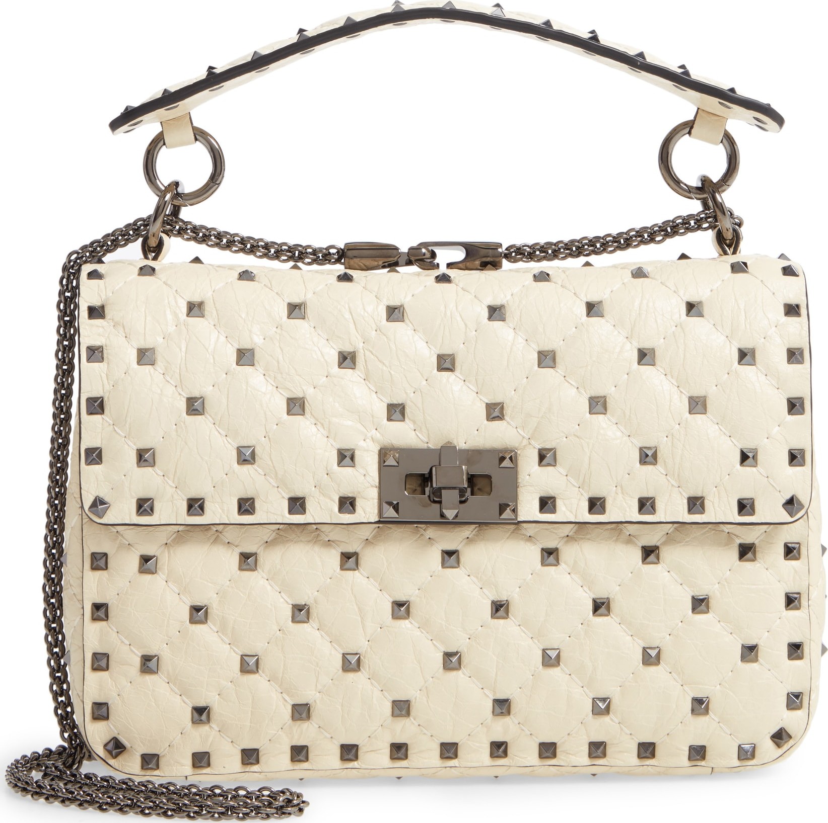 Valentino Vitello Rockstud Lambskin Leather Shoulder Bag