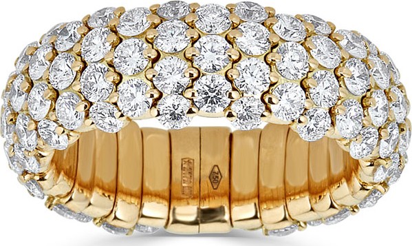 ZYDO 18k Yellow Gold Diamond Stretch Ring, Size 6.5