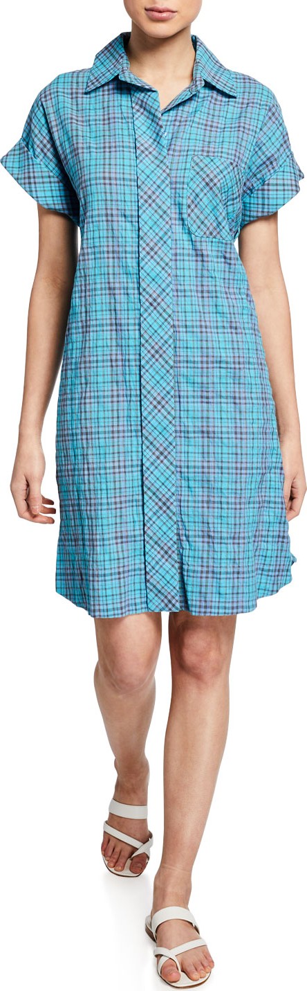 Finley Charlie Bermuda-Plaid Short-Sleeve Shirtdress