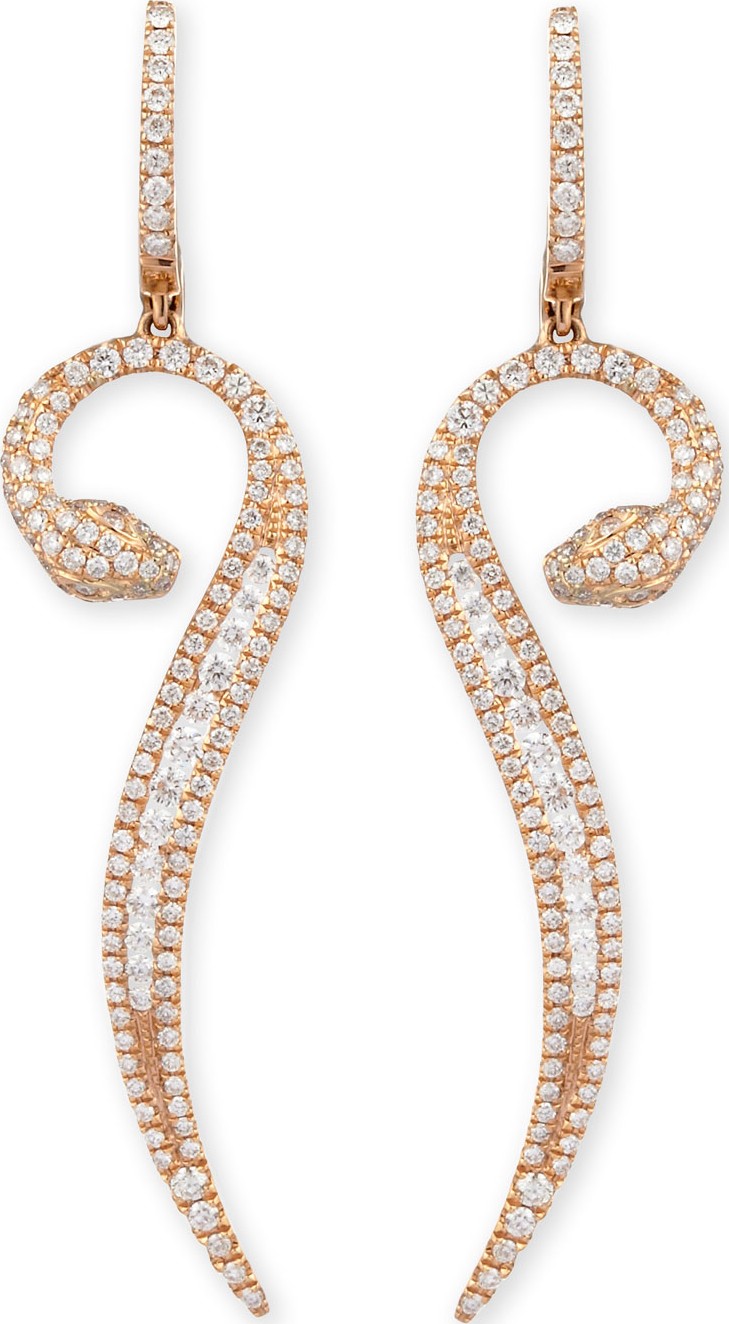 Roberto Coin 18k Rose Gold Diamond Snake Earrings