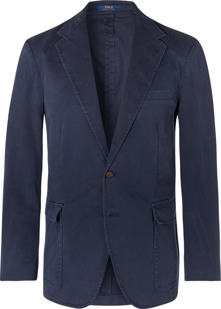 Polo Ralph Lauren Navy Slim-Fit Unstructured Brushed Cotton-Blend Twill Blazer