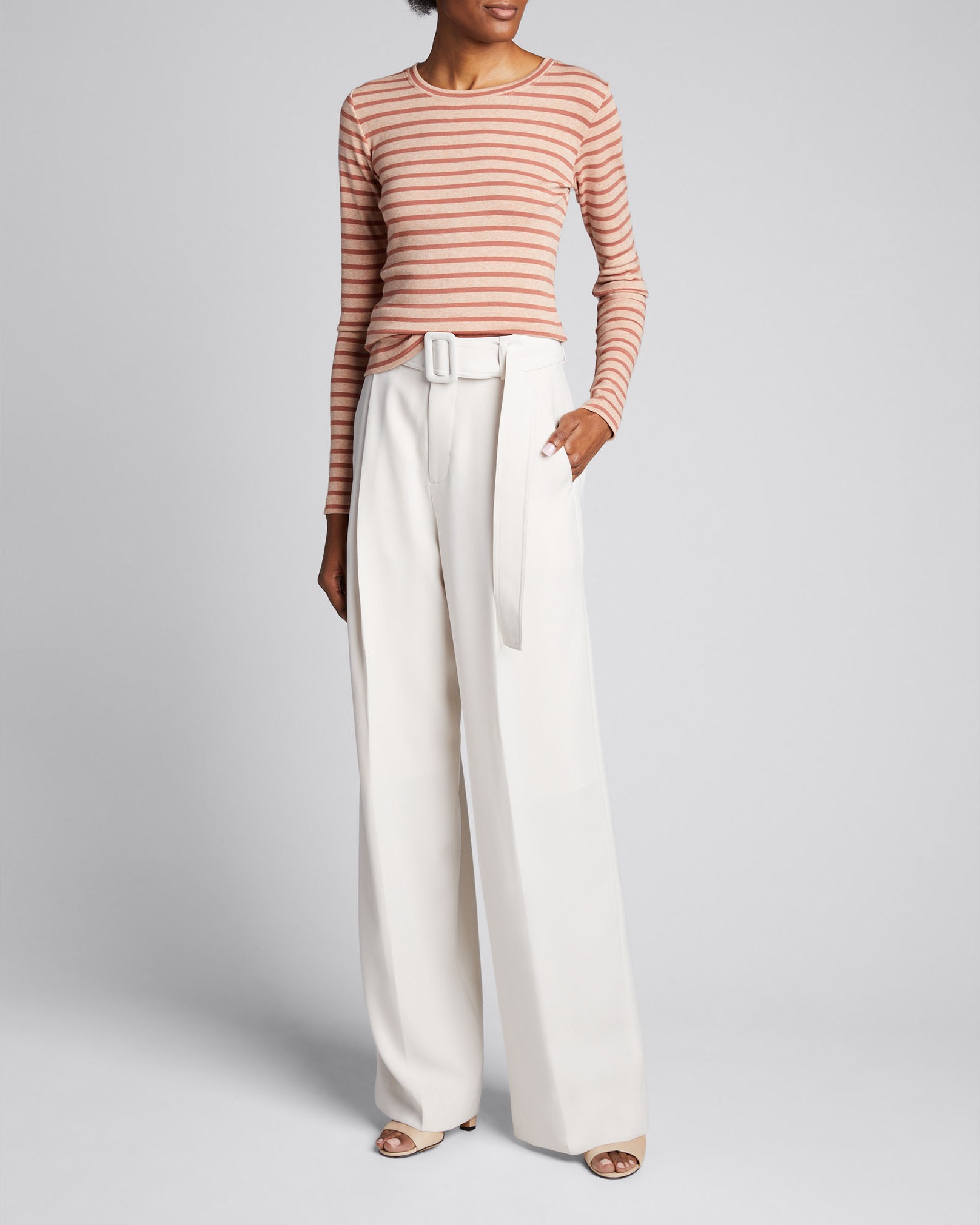 Vince Feeder Stripe Long-Sleeve Crewneck Tee