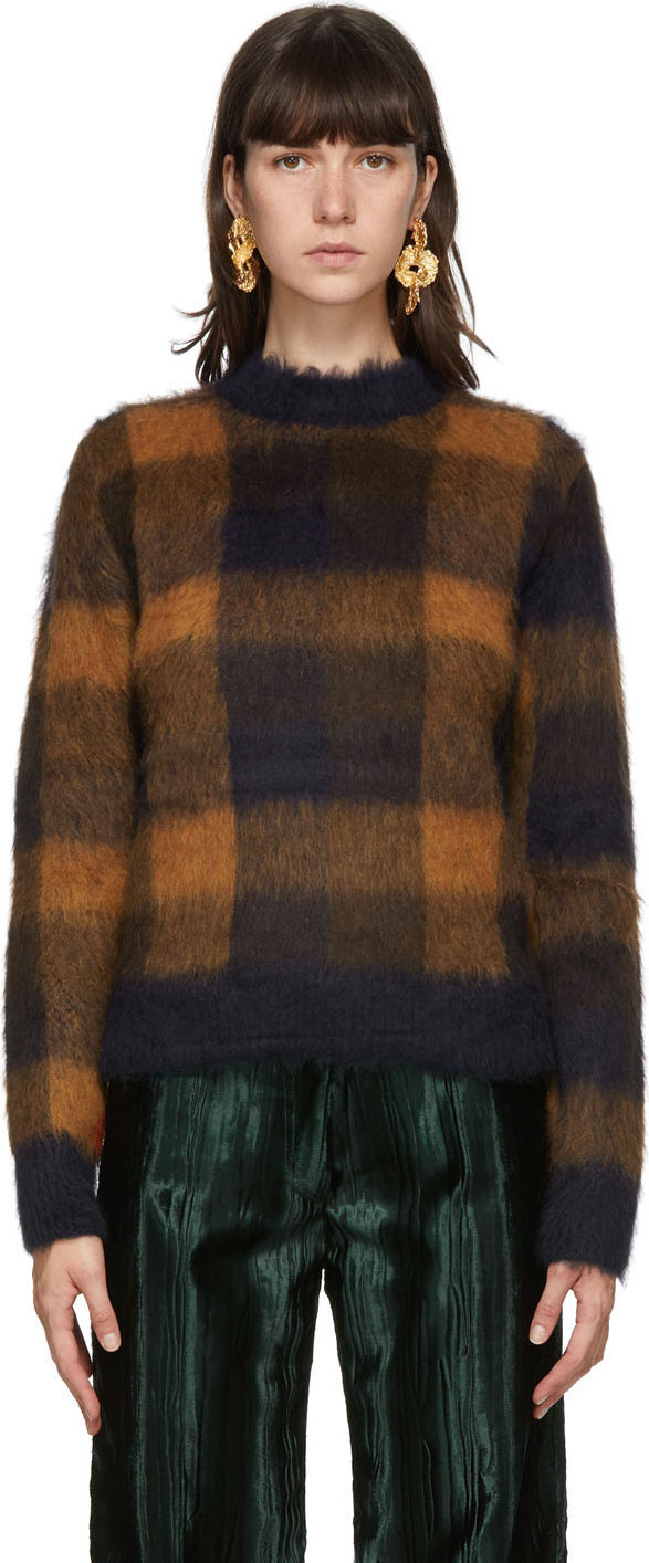 Acne Studios - Navy & Orange Alpaca Checked Sweater